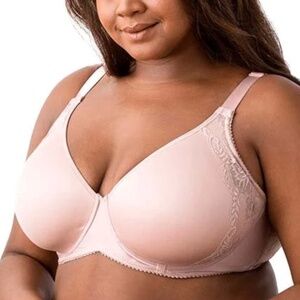 NEW Elila Molded & Lace Underwire Full Coverage T-Shirt Bra 2911 Dusty Rose
